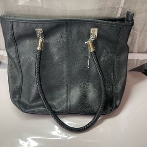 Peck and peck black pebble leather shoulder bag
